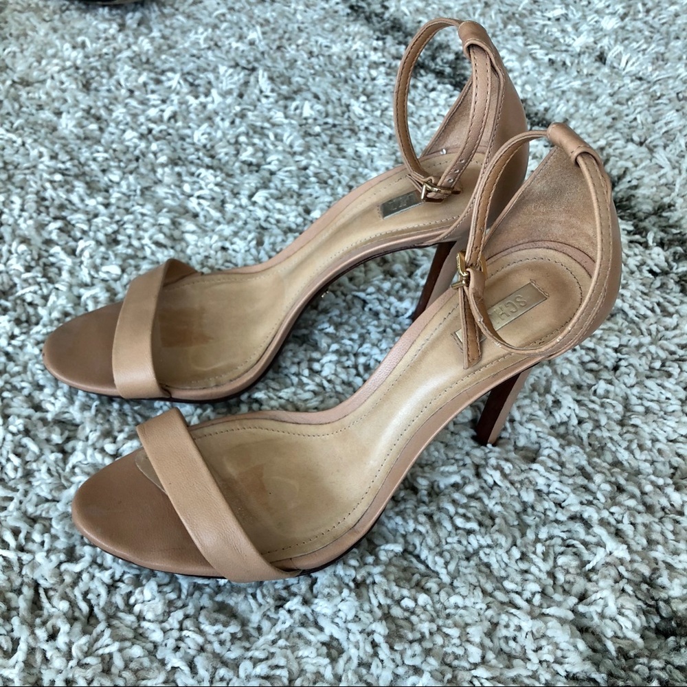 SCHUTZ Cadey Lee Nude Strappy Heeled Sandal 7
